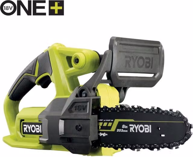 Motosega a batteria Ryobi One+ 18V compatta con barra da 20 cm, colore verde