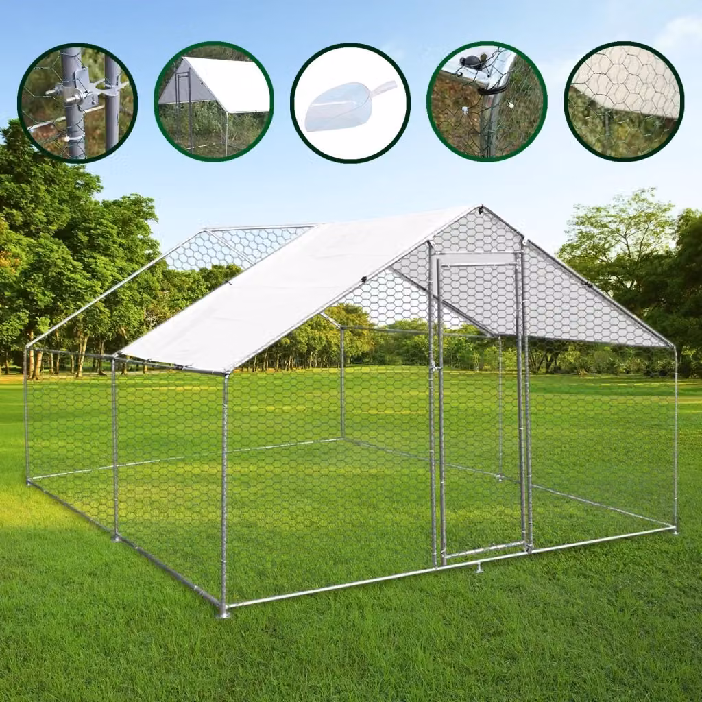 Recinto per Pollaio Monster Shop in Acciaio Galvanizzato Argento L: 4 m, P: 3 m, H: 2 m – 2