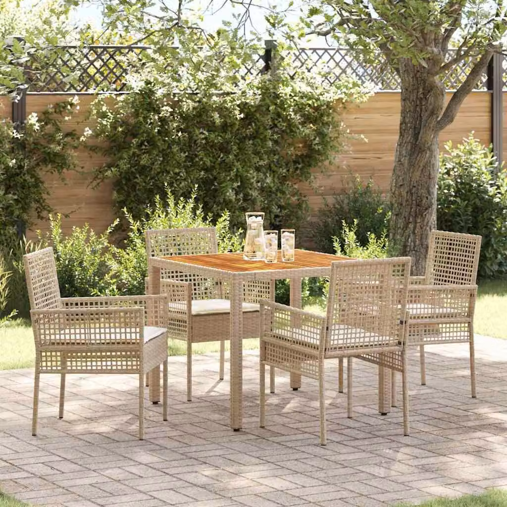 Maison Exclusive - Set da Pranzo per Giardino 5 pcs Beige polyrattan