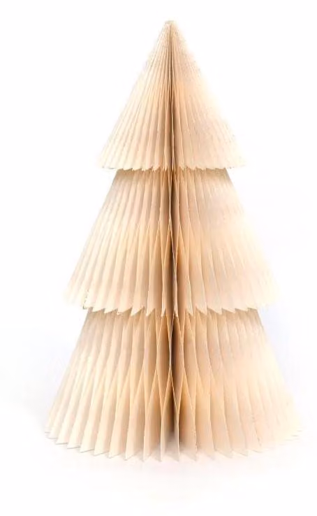 Albero di Natale in carta alveolare, naturale, color avorio, 20 cm
