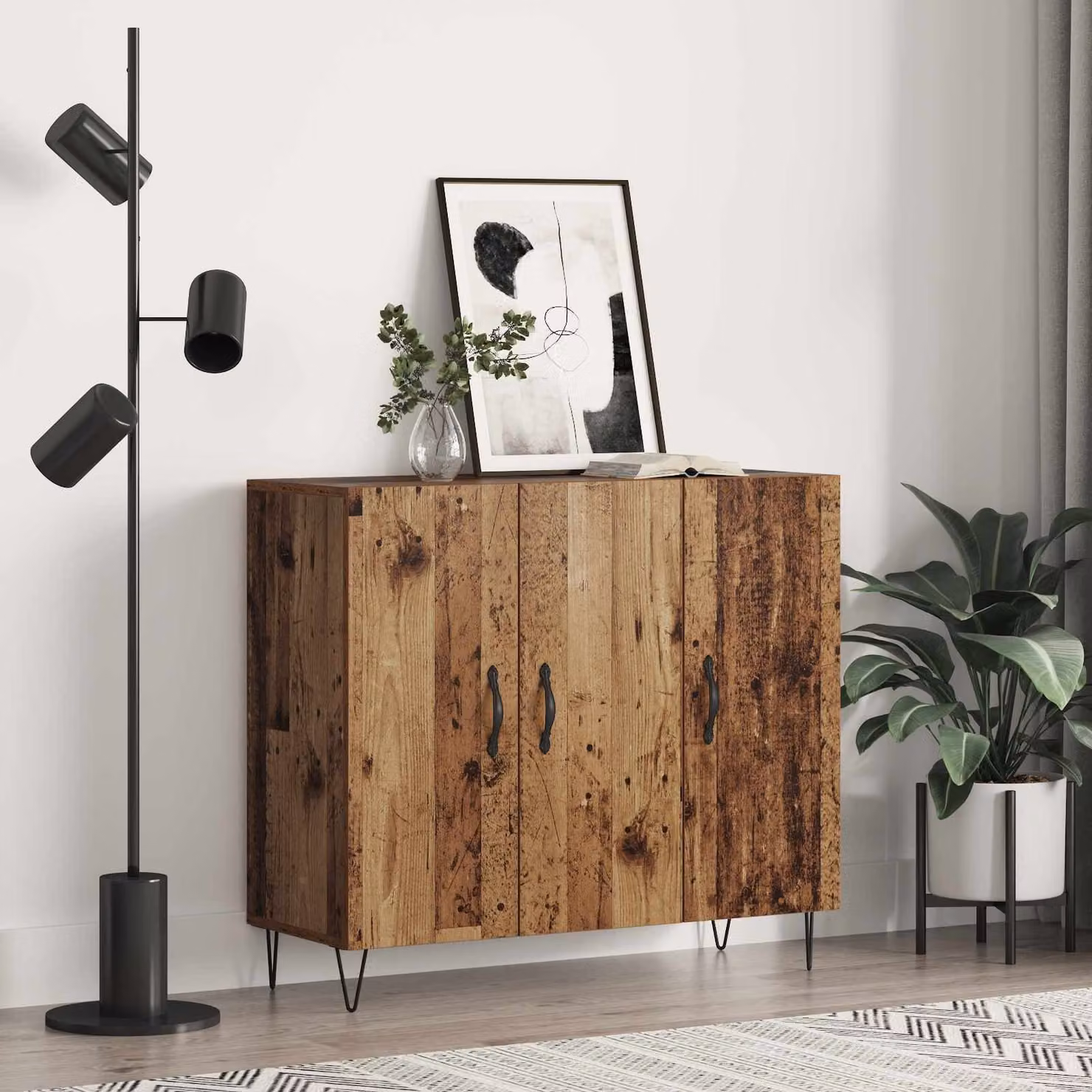 Credenza moderna vidaXL in legno ingegnerizzato marrone, L 90 x P 32,5 x H 80 cm