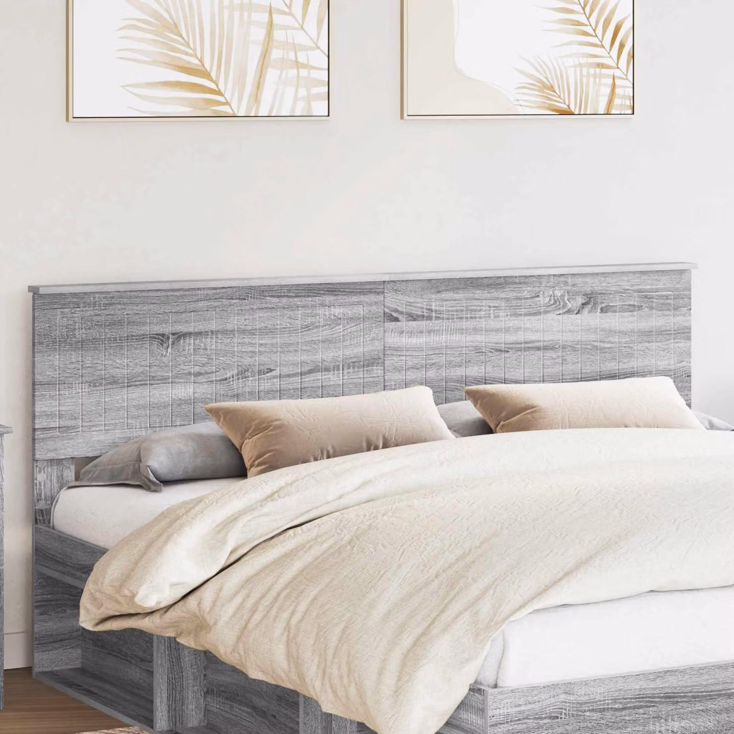 Testiera per letto moderna vidaXL in legno ingegnerizzato, Grigio, L: 183,0 cm, H: 90,0 cm, P: 32,0 cm