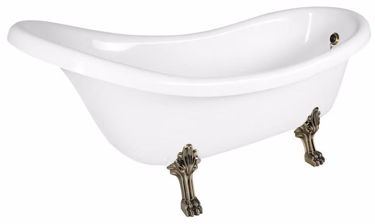 Vasca da bagno freestanding RETRO 174,5 x 82 x 80,5 cm, bianca, piedini in bronzo