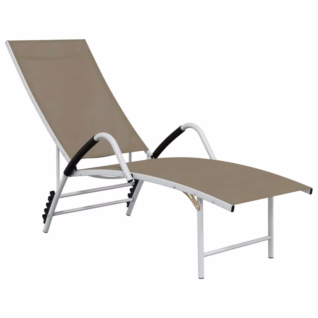 Lettino prendisole vidaXL in alluminio verniciato e textilene beige con poggiatesta regolabile per giardino e terrazzo – 2