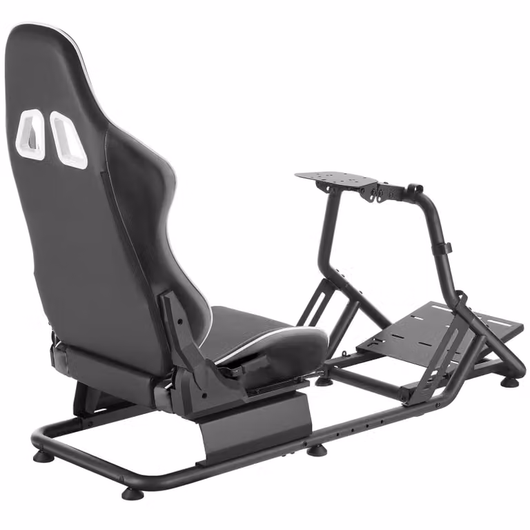Sedia da gioco Tectake Play con sedile da corsa in ecopelle nera per adulti, L: 57 cm, P: 66 cm, H: 120 cm