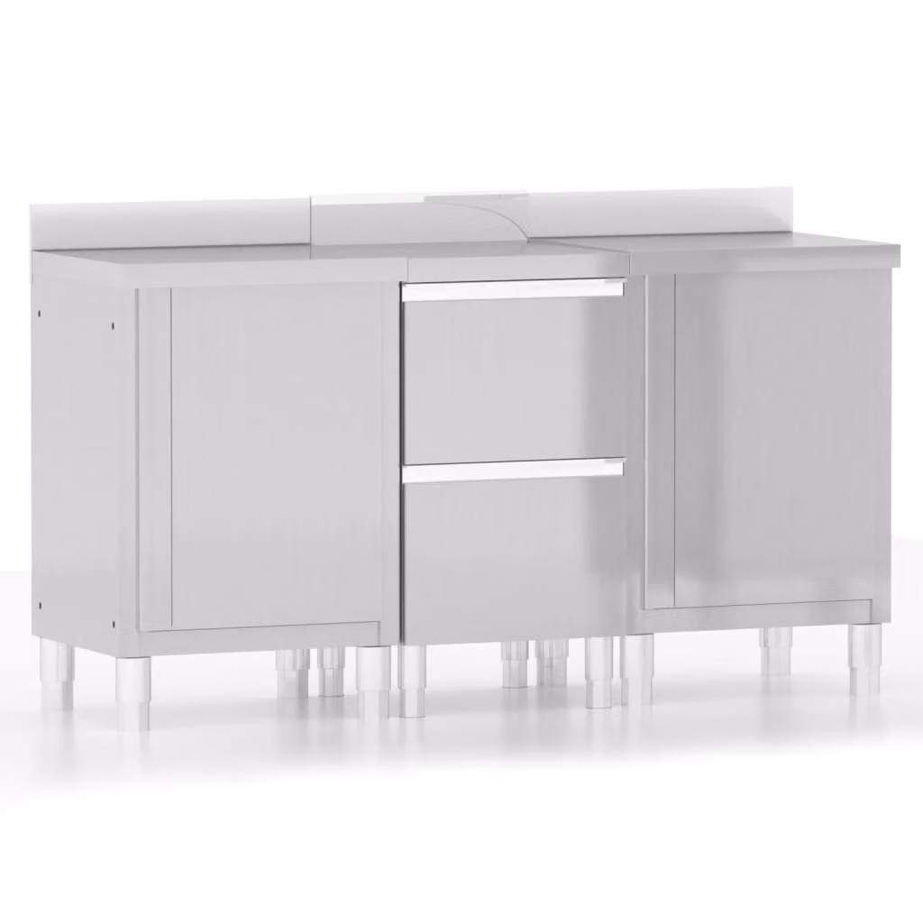 vidaXL Armadi da cucina commerciali 3 pezzi in acciaio inossidabile