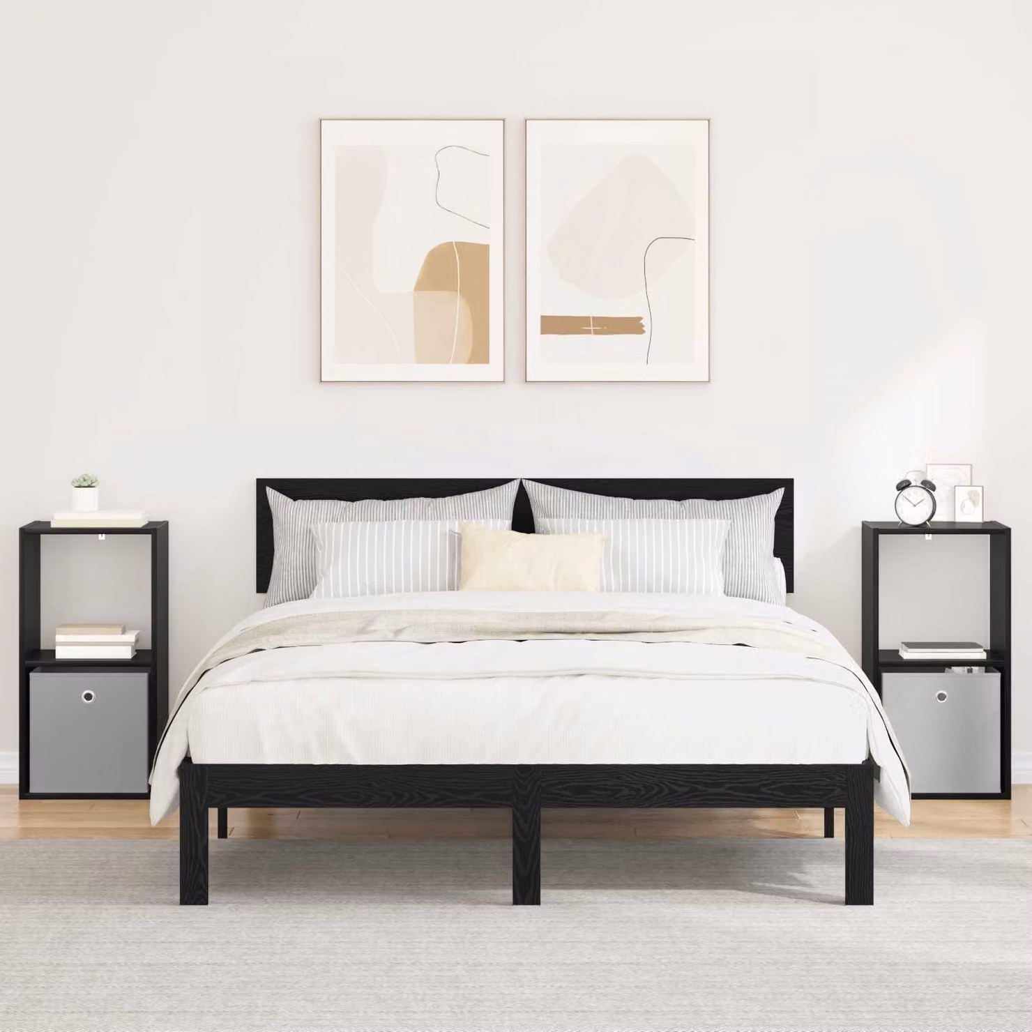 Set di 2 comodini moderni vidaXL in colore nero, L 35 cm x P 32 cm x H 68,5 cm