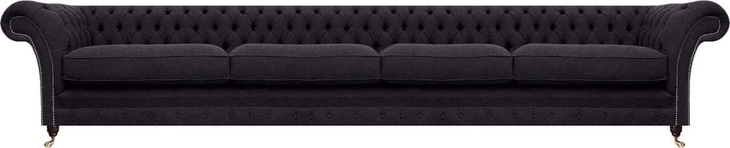 Designer Chesterfield Schwarz Sofa Viersitzer Couch Chesterfield Einrichtung
