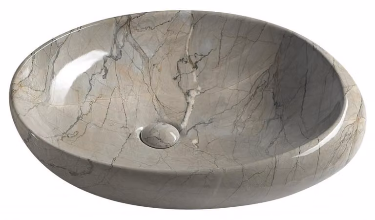 Sapho Dalma - Lavabo da appoggio, 680x440 mm, senza foro per miscelatore, senza sfioratore, grigio MM313