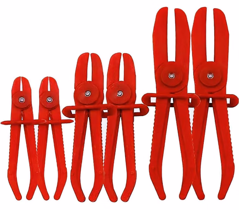 Set di pinze per fascette di tubi, 6 pezzi. Pinza per crimpare tubi per carburante, liquido di raffreddamento e tubi dei freni, colore rosso