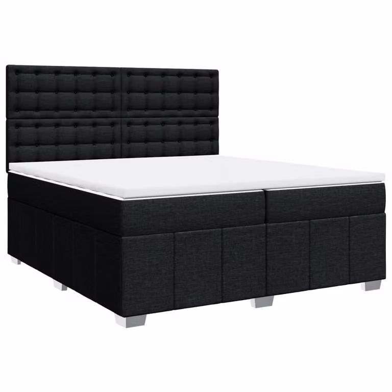 Giroletto a Molle con Materasso Nero 200x200 cm in Tessuto