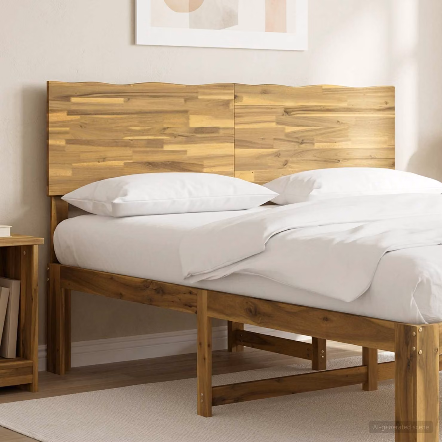 Testiera per letto con bordo vivo vidaXL ROSTOCK in legno di acacia bianco, 160 cm
