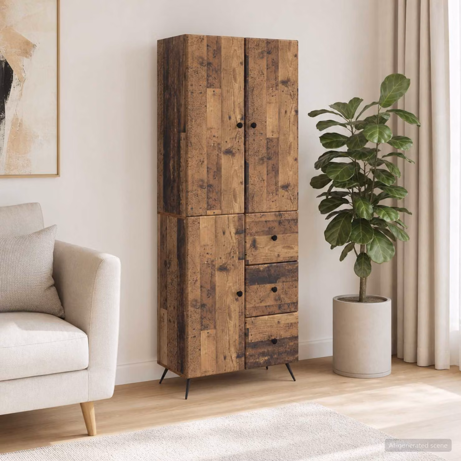 Set di 2 armadi moderni vidaXL in legno e MDF marrone con ante a battente e cassetti L/P/H: 90 x 34,5 x 66 cm