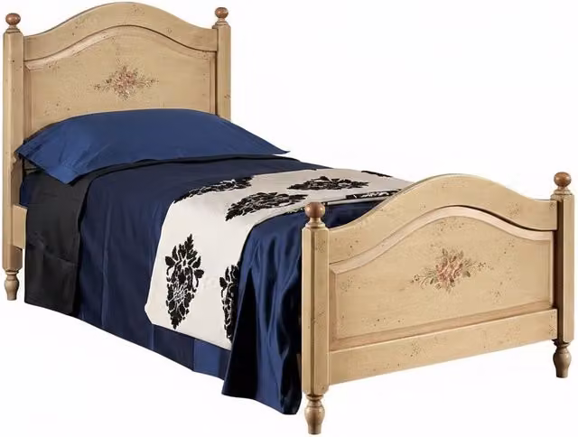 Letto singolo sagomato in legno stile shabby chic con decorazioni floreali Mobili 2G L/P/H: 99 x 212 x 112 cm color bianco rosa e beige