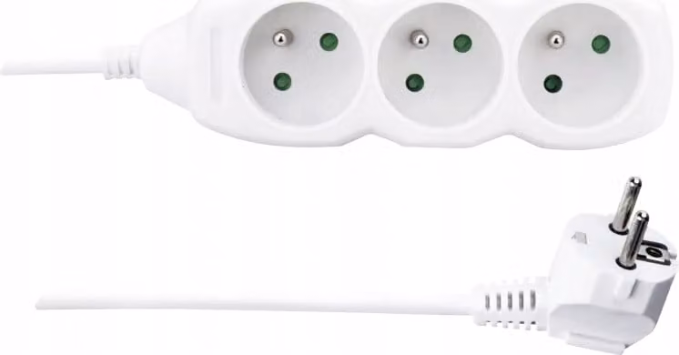 Cavo di prolunga - 3 prese, 3 m, 3×1,5 mm2, bianco 70268