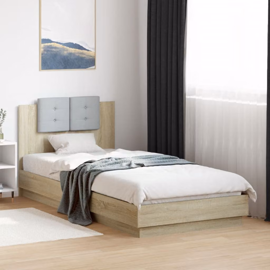 vidaXL Giroletto con Testiera in Rovere Sonoma e Legno Multistrato, L/P/H: 100 x 200 cm – 1