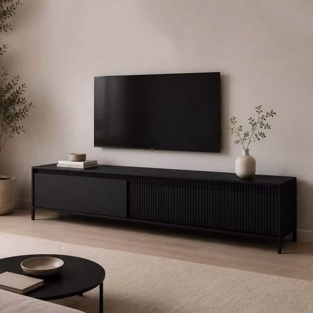 Kami, Mobile Porta tv un Ripiano, 187x40x53h cm Nero