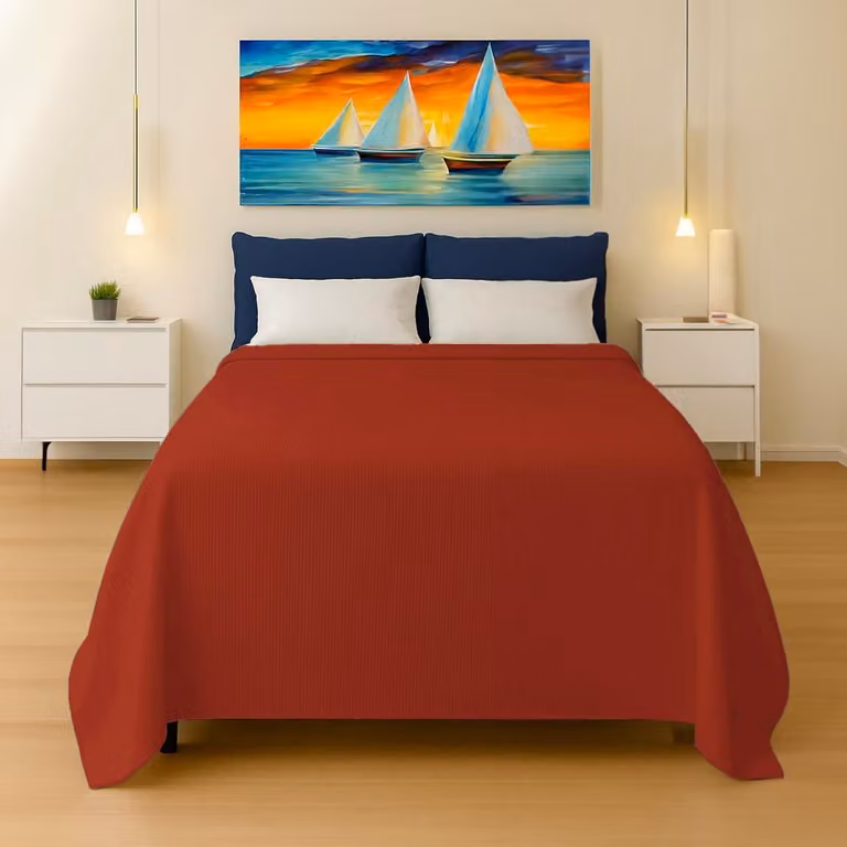 Elzusha - Copripiumino Jacquard multifunzionale - Miscela di cotone, colore rosso, 260x275 cm