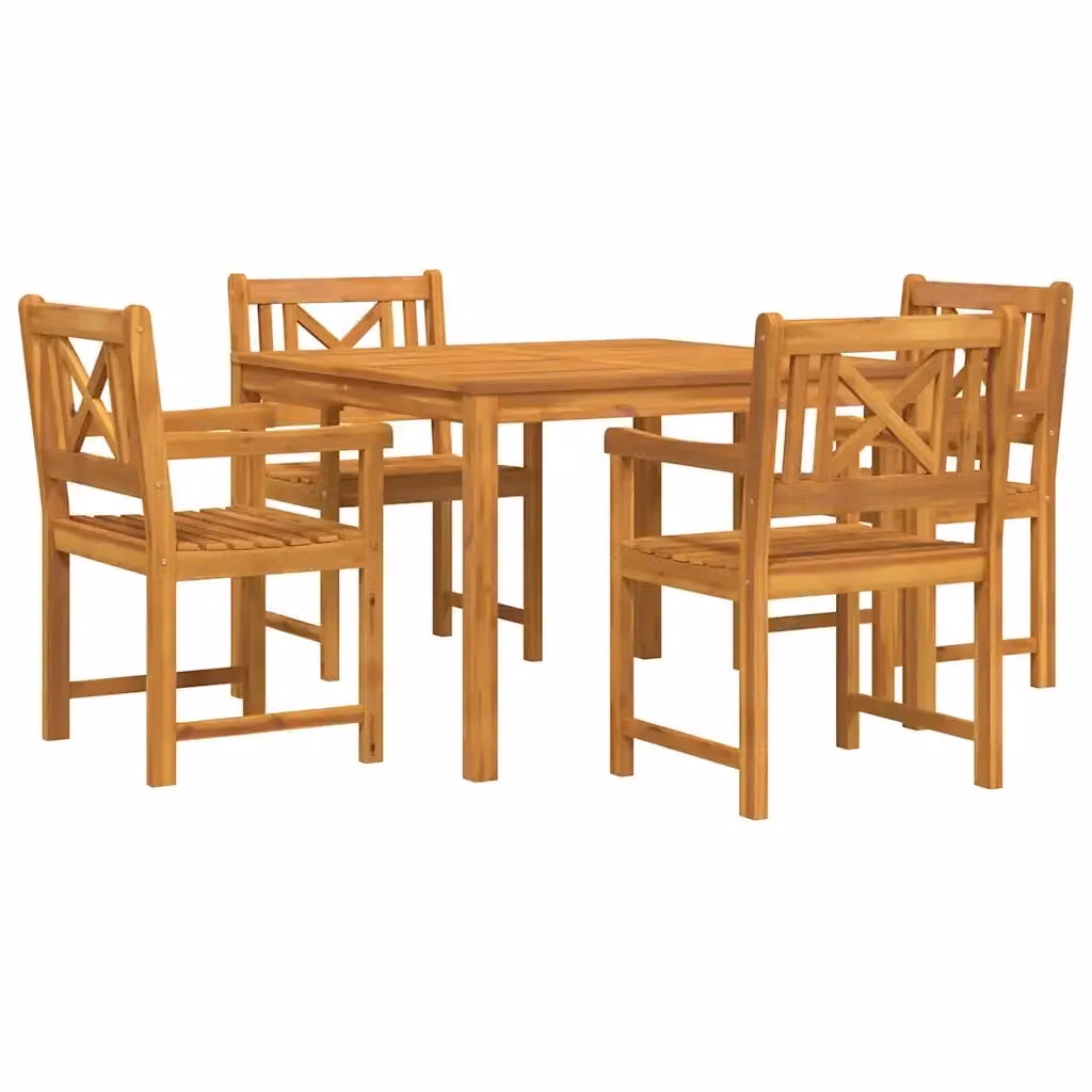 Set da pranzo per giardino vidaXL in legno di acacia marrone, composto da 5 pezzi – 2