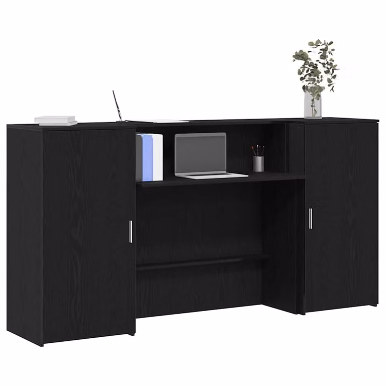 vidaXL Banco Reception Moderno in Legno Rovere e Nero L/P/H: 200 x 50 x 103,5 cm