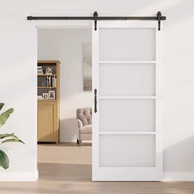 Porta Interna Moderna vidaXL in Legno e Vetro Bianco con Vetro Trasparente L: 93 cm, H: 211 cm