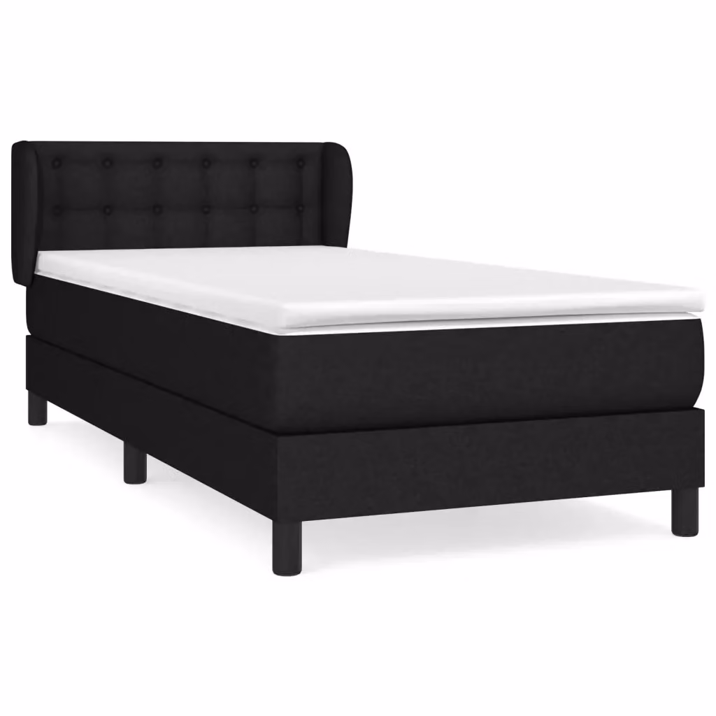 vidaXL Giroletto a Molle con Materasso Ibrido in Tessuto Nero e Bianco L/P/H: 190 x 90 x 88 cm – 2