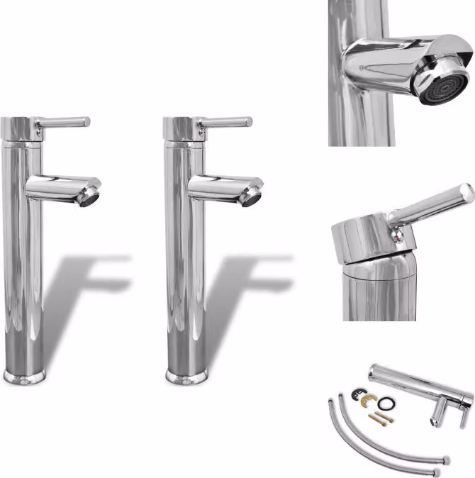 vidaXL Rubinetto da bagno Rubinetto miscelatore 2 pz. Cromo - Rubinetti