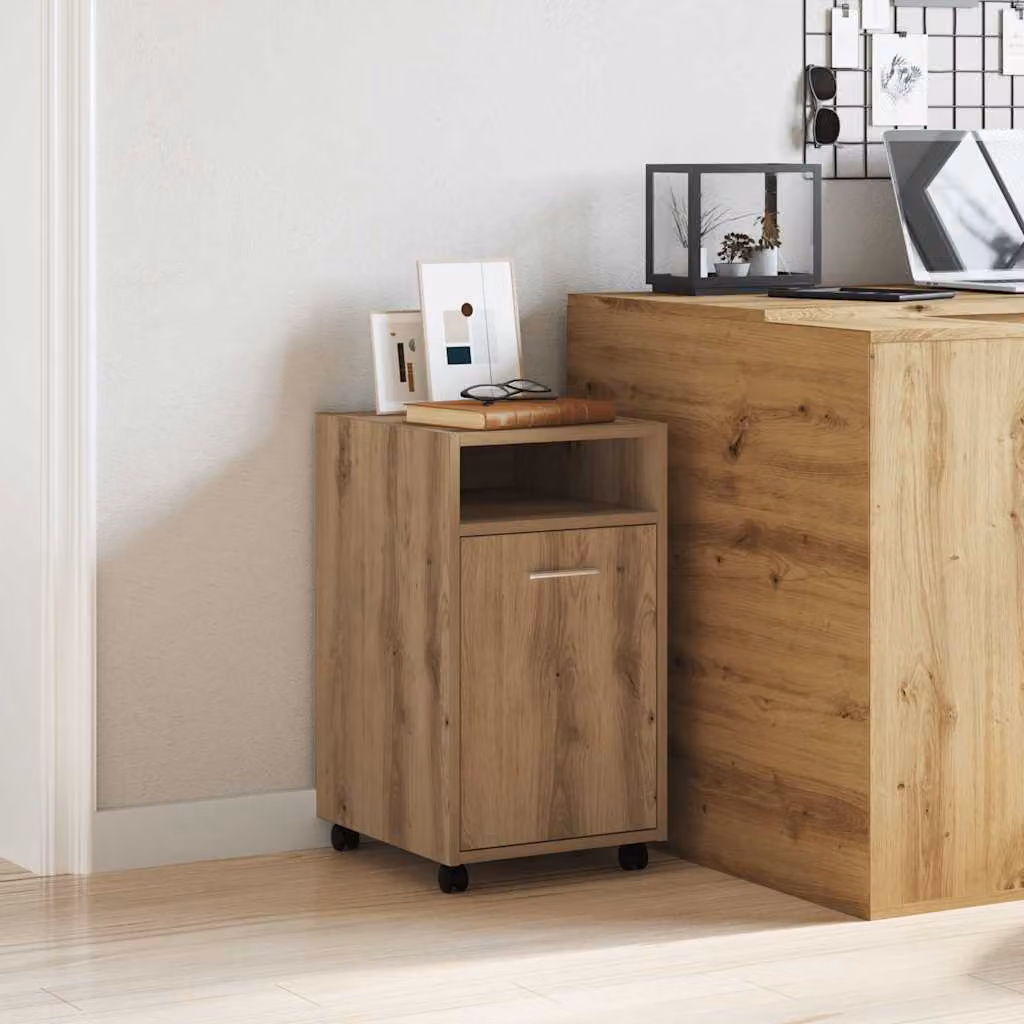 Armadio con ruote vidaXL in legno rovere marrone con ante e ripiani L/P/H: 33 x 38 x 60 cm