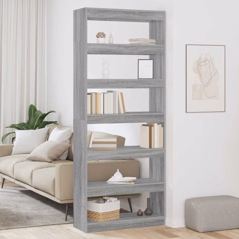vidaXL Armadio per Libri Moderno in MDF Grigio L: 80 cm, P: 30 cm, H: 198 cm