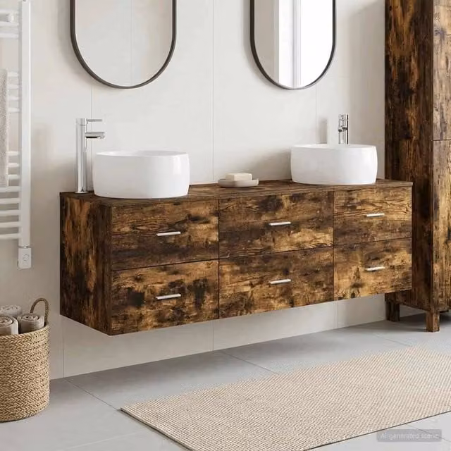 Set di mobili per il bagno 3 pz Rovere Fumo 49,5 x 44,5 x 66 cm 3405919