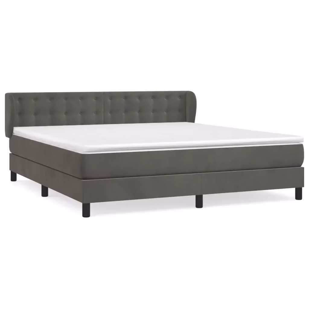 vidaXL Giroletto a Molle con Materasso in Velluto Grigio Scuro L/P/H: 180 x 200 cm – 2