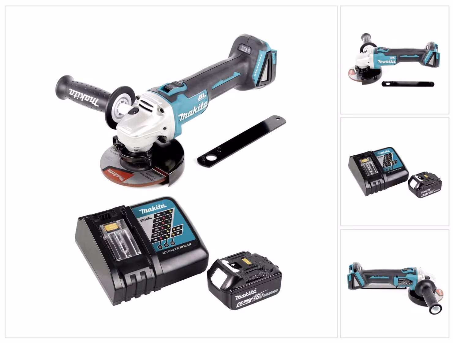Smerigliatrice angolare a batteria Makita DGA 506 RG1 18 V 125 mm brushless + 1x batteria ricaricabile 6,0 Ah + caricabatterie