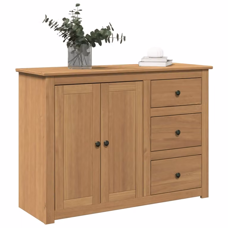 Credenza con Cassetti vidaXL Panama in Legno di Pino Massello, Stile Rustico, Marrone, L/P/H: 112 x 40 x 80 cm