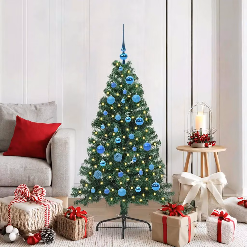 Albero di Natale artificiale moderno vidaXL con luci LED bianco caldo, Verde, 150 cm
