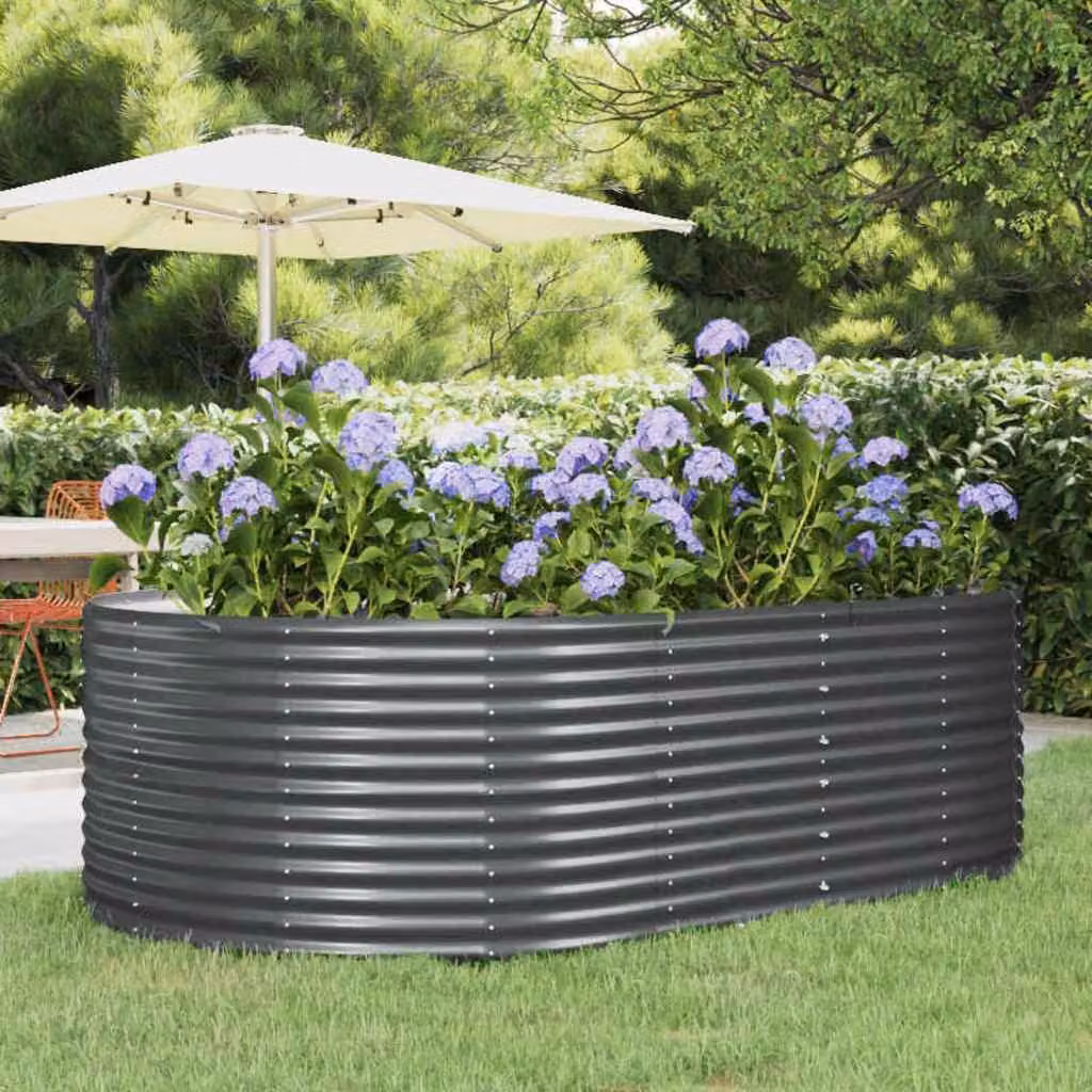 Letto rialzato da giardino vidaXL in acciaio zincato color antracite L: 212 cm, P: 140 cm, H: 68 cm
