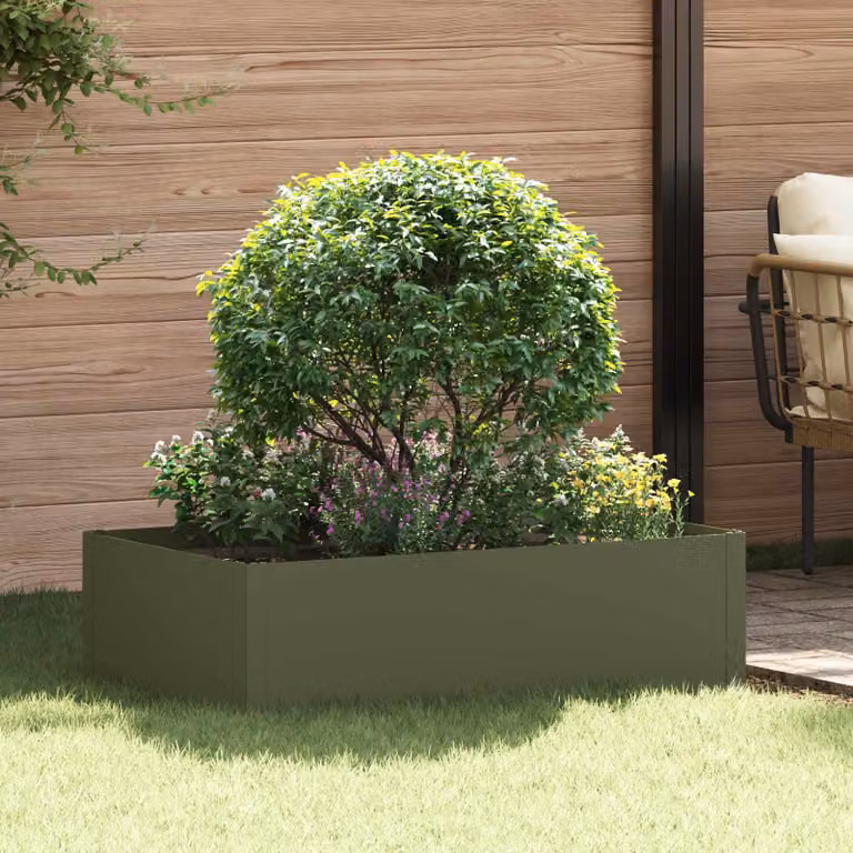 Bordura per prato vidaXL in acciaio colore verde oliva L 100 x P 60 x H 35 cm
