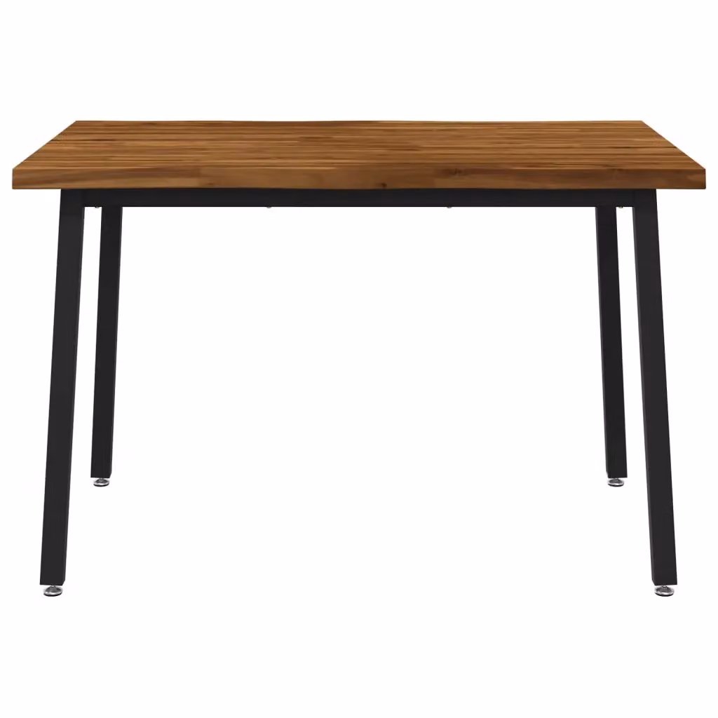 Tavolo da pranzo rettangolare moderno vidaXL in legno di acacia massello con bordo naturale, marrone e nero, L: 120 cm, P: 70 cm, H: 75 cm – 2