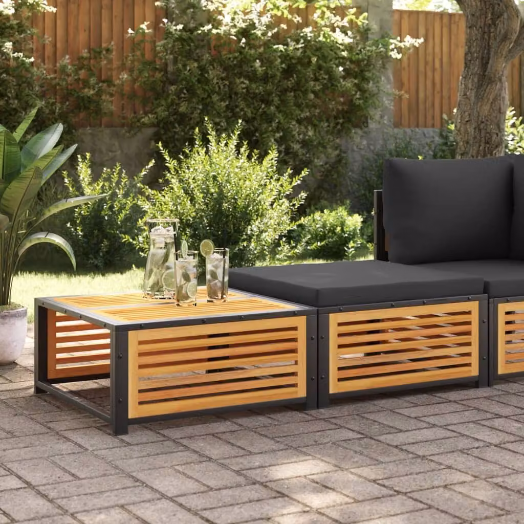 Maison Exclusive - Tavolo da giardino con poggiapiedi, in legno massello di acacia