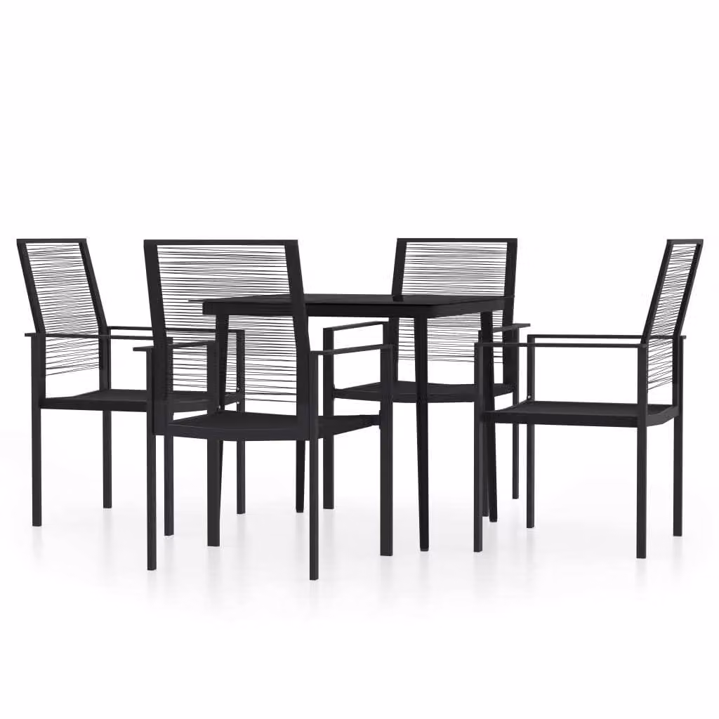 Set da Pranzo da Giardino 5 pz Nero