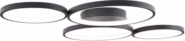 Plafoniera moderna nera 4 anelli LED 67W 3000K Maxlight