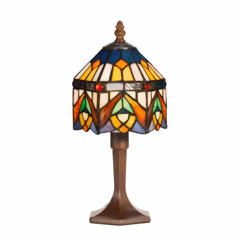 Artistar Lampada da tavolo Tiffany JAMILIA, Multicolore, Soggiorno / Sala da pranzo, Vetro, Tiffany, Lampada da tavolo