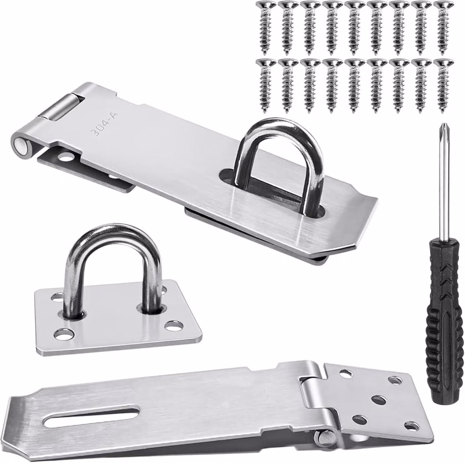 Serratura con chiavistello, 12,7 cm, confezione da 2, completa di viti e cacciavite, per porte