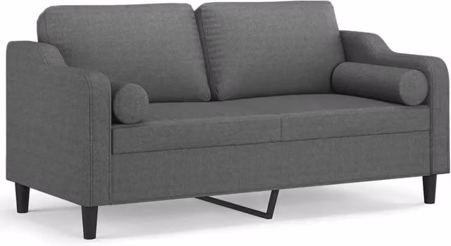 Divano | Divano da soggiorno | Sofa a 2 Posti con Cuscini Grigio Scuro 140 cm in Tessuto