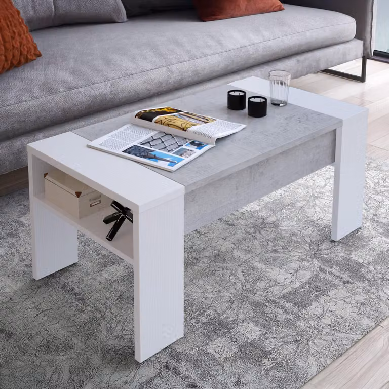 Dmora Tavolino da Salotto Corallo 98x50x43h cm Bianco, un Vano Forma Rettangolare