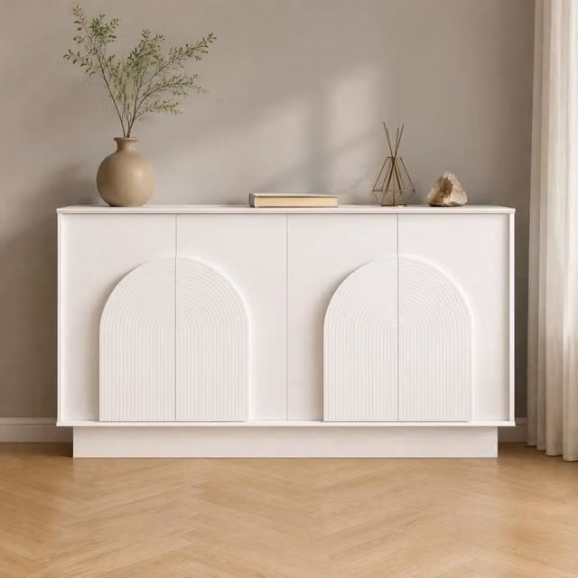 Sideboard bianco con 4 porte in MDF; 160 x 38 x 80 cm