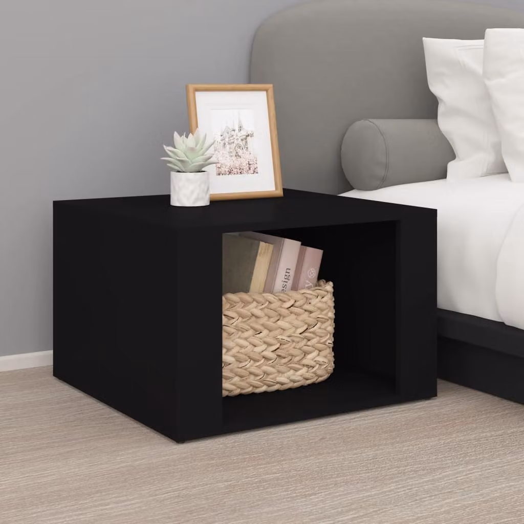 Comodino moderno vidaXL in legno nero opaco L: 57 cm, P: 55 cm, H: 36 cm