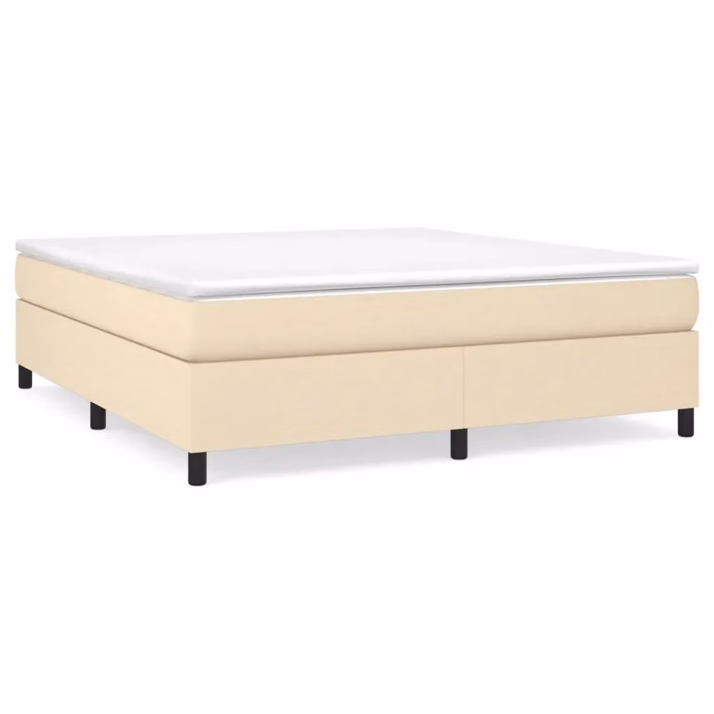 Letto Ibrido vidaXL con Giroletto a Molle e Materasso in Tessuto Beige e Bianco L/P/H: 160 x 200 x 35 cm – 2