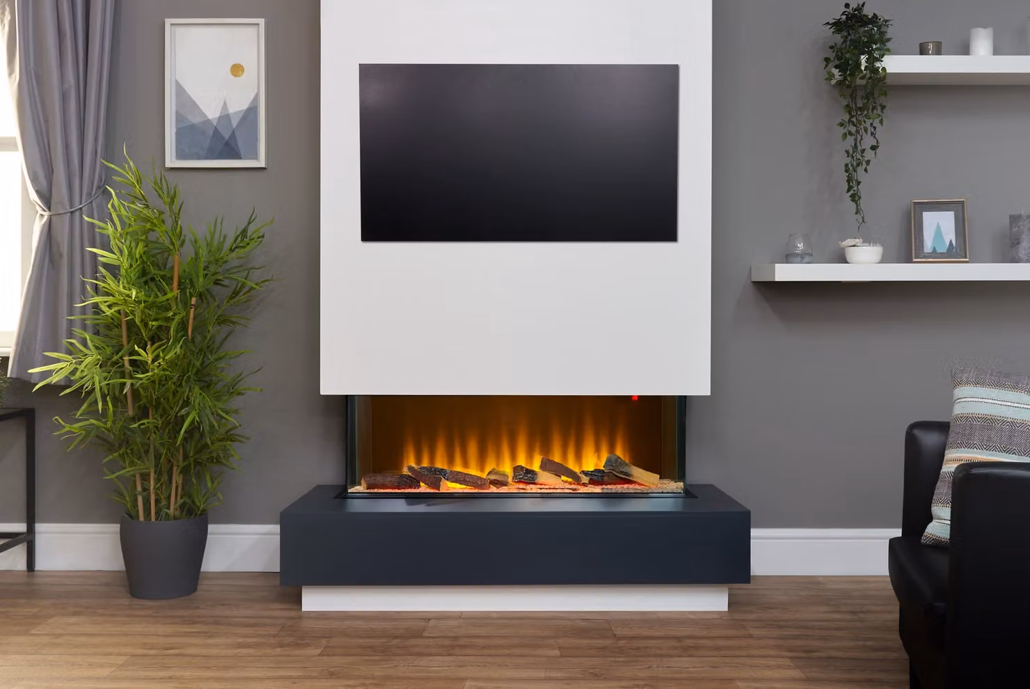 Caminetto elettrico Adam Sahara Panoramic per installazione nella parete multimediale (cioè adatto per l'installazione nella parete sotto il televisore), 42 pollici