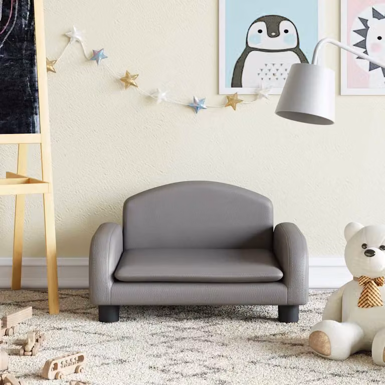 Divano per bambini vidaXL in similpelle grigio L: 50 cm, P: 40 cm, H: 30 cm