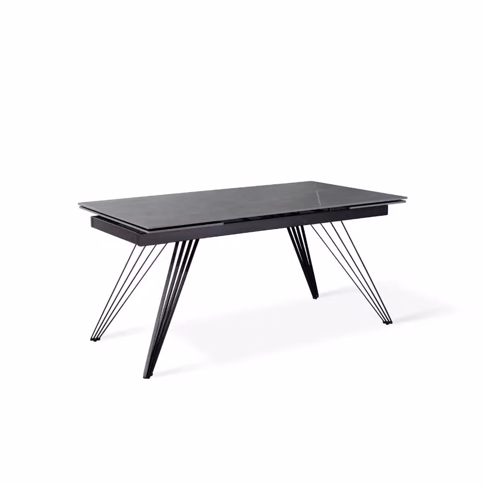Tavolo da pranzo allungabile Augustus Duzzle in ceramica effetto marmo grigio e nero, L: 160-240 cm, P: 90 cm, H: 76 cm – 2